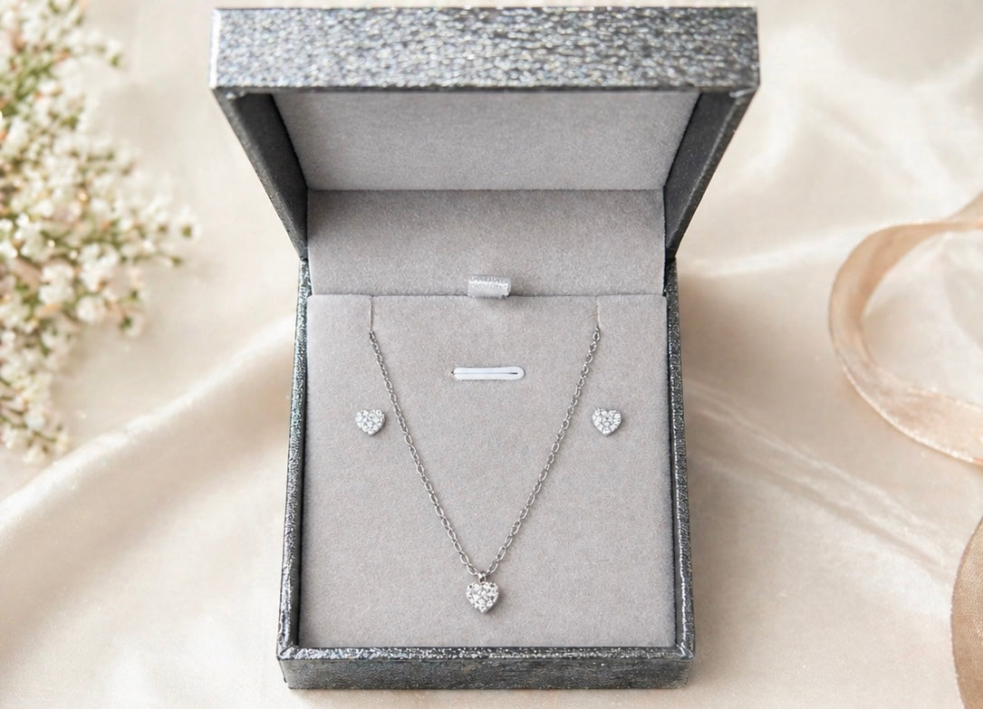 💎 Parure love argent – Élégance & douceur 💎